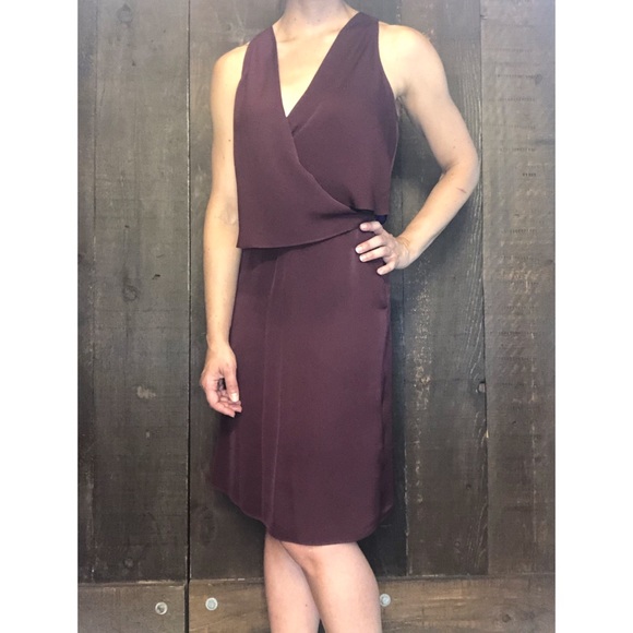 Theory 100% Silk Burgundy Dress with Pockets 0 - Picture 4 of 11